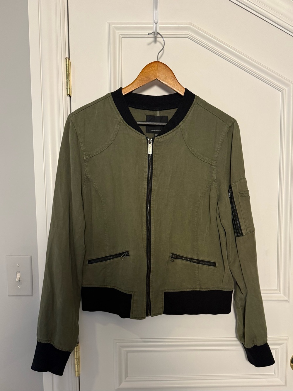 Sanctuary Olive Green Utility Bomber Jacket Size M